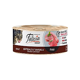 Felicia Insight Tahılsız Biftek Etli ve Tavuk Etli Yetişkin Kedi Konserve Maması (85 g)