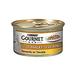 Purina Gourmet Gold Somonlu ve Tavuk Etli Yetişkin Kedi Konserve Maması (85 g)