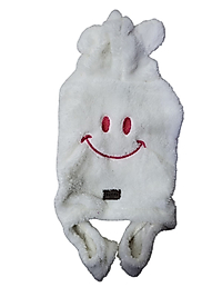 Polar Beyaz Kapşonlu Tulum Gülen Yüz Kedi-Köpek Kıyafeti