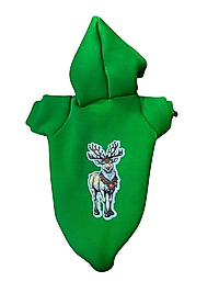 Lily Pet Geyik Desenli Yeşil Kapişonlu Kedi- Köpek Kıyafeti