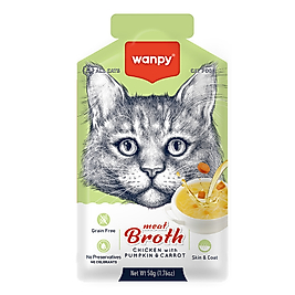 Wanpy Kediler için Bal Kabağı& Havuçlu Tavuk Eti Çorbası 50 gr.