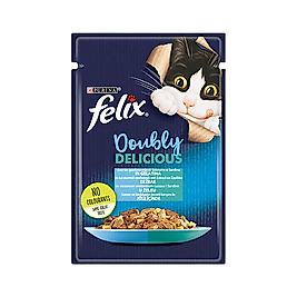 Purina Felix Çifte Lezzet Somonlu ve Sardalyalı Yetişkin Kedi Pouch Yaş Mama (85 g)