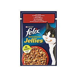 Purina Felix Sensations Sığır Etli ve Domatesli Yetişkin Kedi Pouch Yaş Mama (85 g)