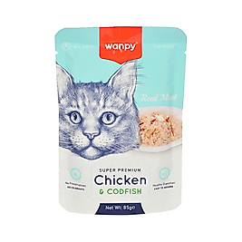 Wanpy Tavuk ve Morina Balıklı Yaş Kedi Maması (85 g)