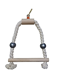 Beyaz Halat Renkli Boncuklu Kuş Salıncak