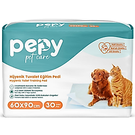 Pepy Pet Care Kaydırmaz Hijyenik Tuvalet Eğitim Pedi 30'lu 60 x 90 CM