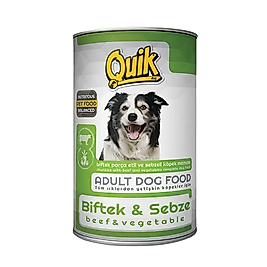 Quik Biftek Etli ve Sebzeli Yetişkin Köpek Konserve Maması (415 g)